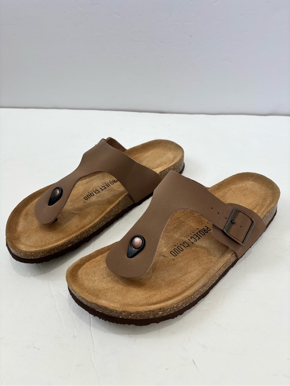 Project Cloud Women 11 Tan Genuine Leather Thong Platform Sandals